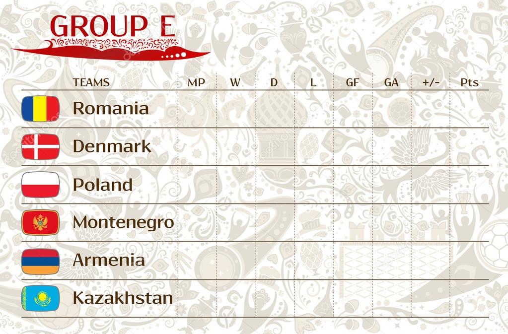 Free Vector  Flat football championship groups table template