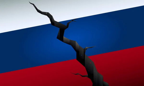 Трещина Российского Флага Политический Кризис России Векторная Иллюстрация — стоковый вектор
