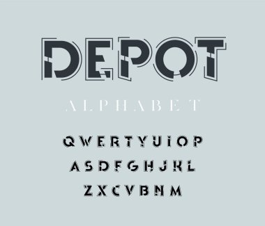 Cesur modern alfabe. Çizgi sanatı tipografisi. Minimalist harf seti. Vektör illüstrasyonu