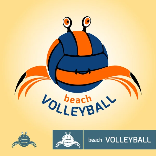 Cangrejo abstracto - logo para torneo de voleibol playa, campeonato o equipo — Vector de stock