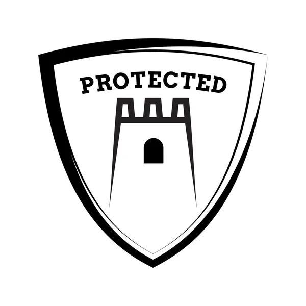 Ícone de escudo - conta protegida, modelo preto e branco — Vetor de Stock