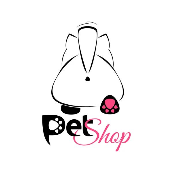 Pet Shop emblema, banner - gato bonito desenho animado —  Vetores de Stock