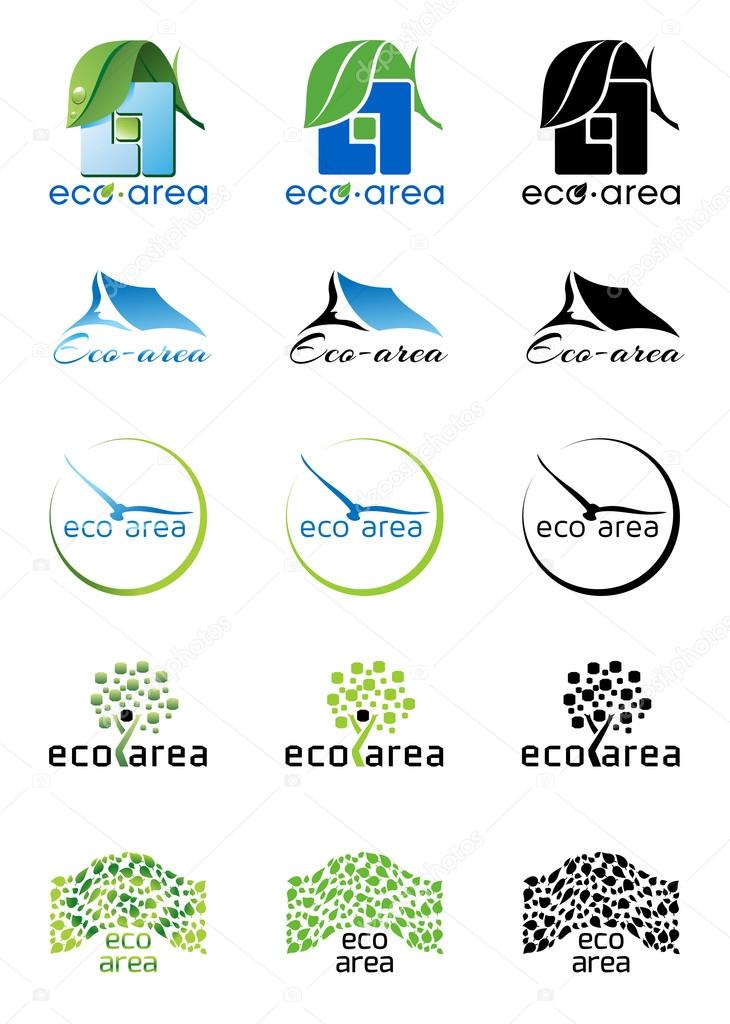 Eco area logos, icons set