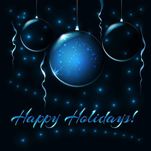 Різдвяні блакитні кульки, ілюстрація до різдвяної листівки — стоковий вектор