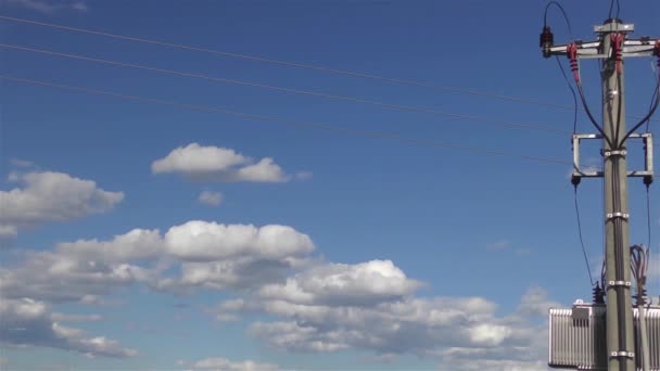 Electricity Pole and Solar Power Station — Stock Video