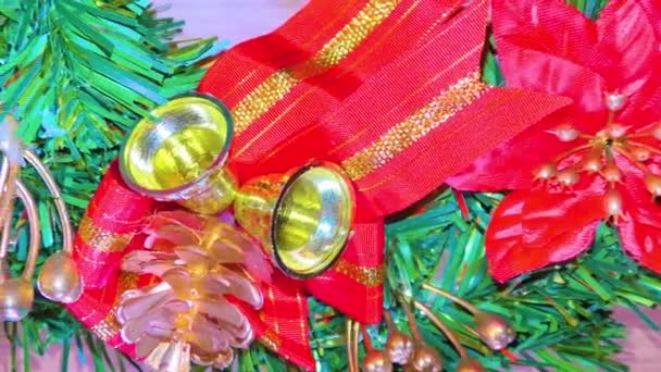 Decoração Grinalda Natal Porta Madeira — Vídeo de Stock
