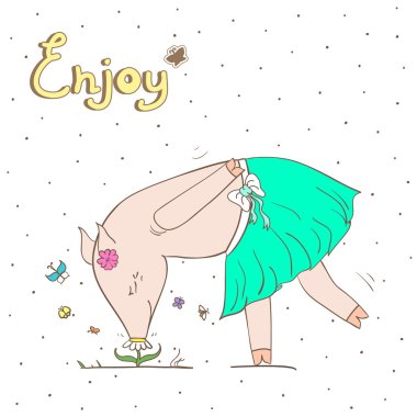 Nazik domuz. Vektör çizim.