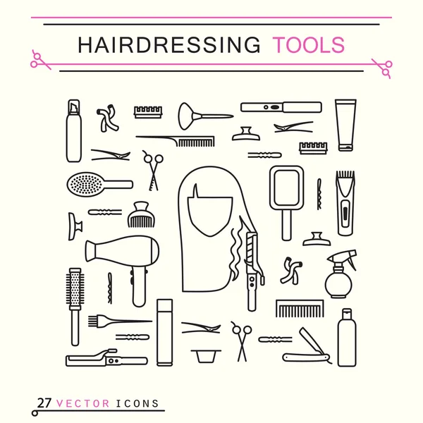 Hairdressing tools - icons — Stock Vector