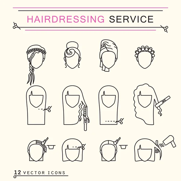 Hairdressing service.  line art icons — Stock Vector