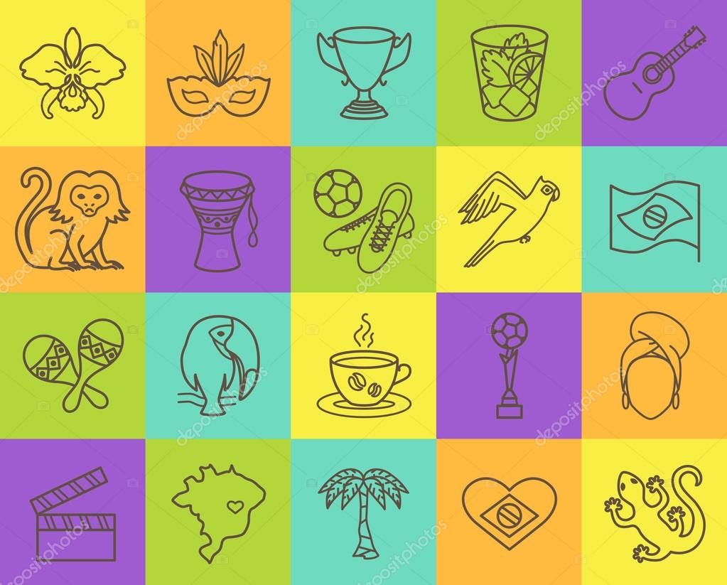 Thin line icons set Brasil 4. EPS 10. Isolated objects