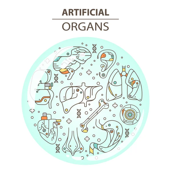 Iconos de línea delgada - órganos artificiales 13 — Vector de stock