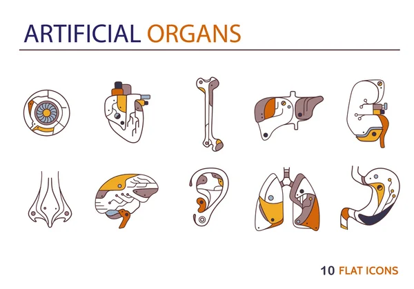 Düz simgeler - yapay organlar 3 — Stok Vektör