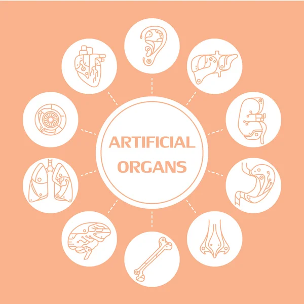 Iconos de línea delgada - órganos artificiales 12 — Vector de stock