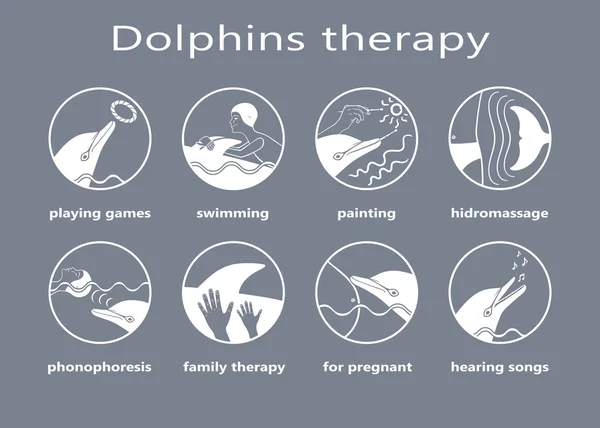 Terapia de delfines Iconos 2 — Vector de stock