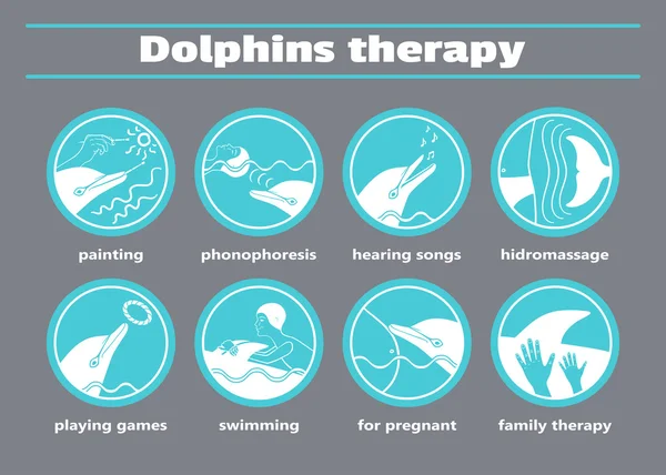 Лечение дельфинов иконы 1 — стоковый вектор