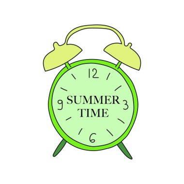 Yazılı renkli saat. Yaz zamanı. Vektör illüstrasyonu.
