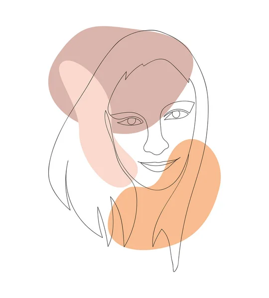 Hermosa cara de una chica rusa en estilo de arte en línea. Ilustración vectorial con formas abstractas. — Vector de stock