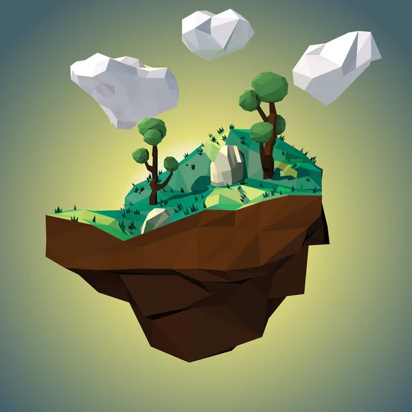 Low-Poly-Insel — Stockvektor