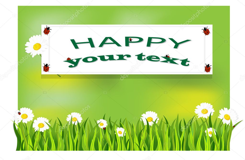 Daisies in the grass. Summer background. Vector