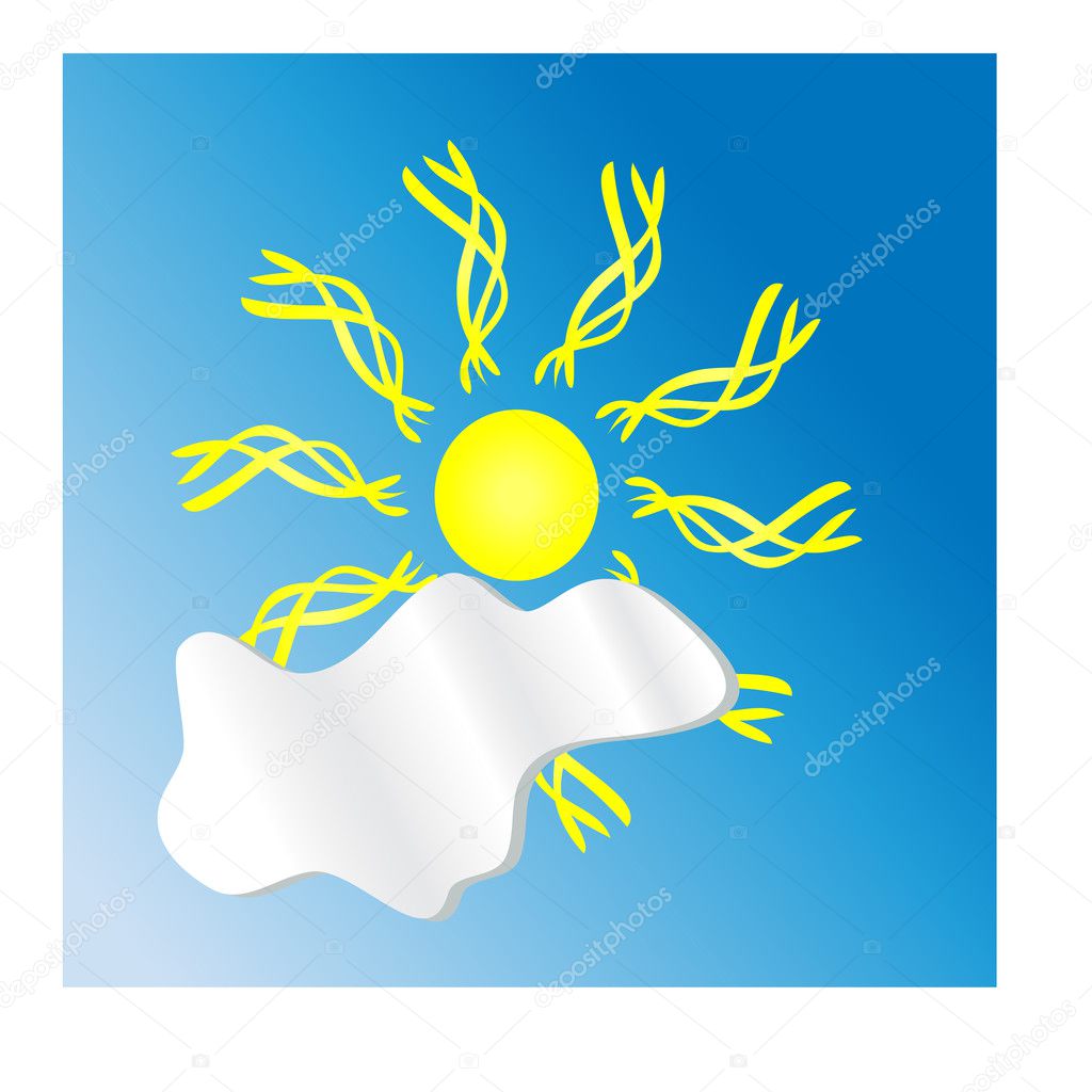 Sun in the clouds. Vector