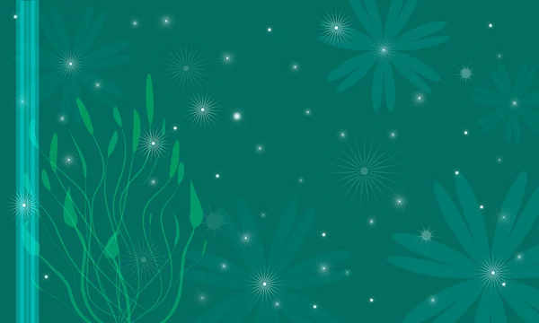 Dunkler Hintergrund mit Sternen und Blumen — Stockvektor