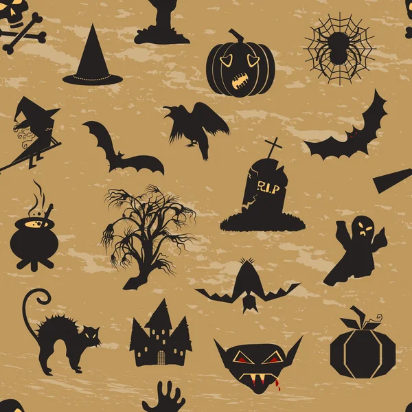 Modèle Crâne d'Halloween, citrouille, fantôme, chauve-souris et vampire . Illustrations De Stock Libres De Droits