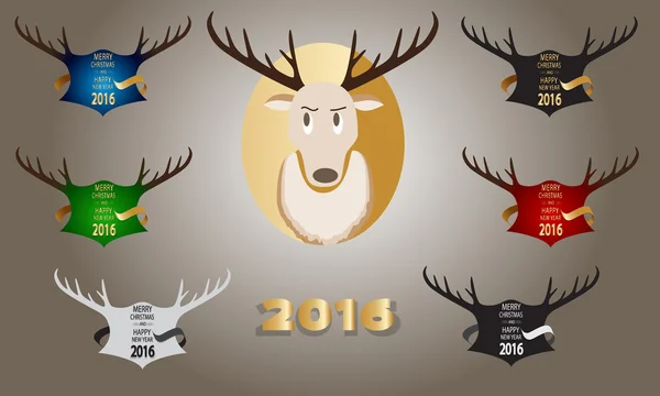 Boynuzları ve geyik ile yılbaşı banner.