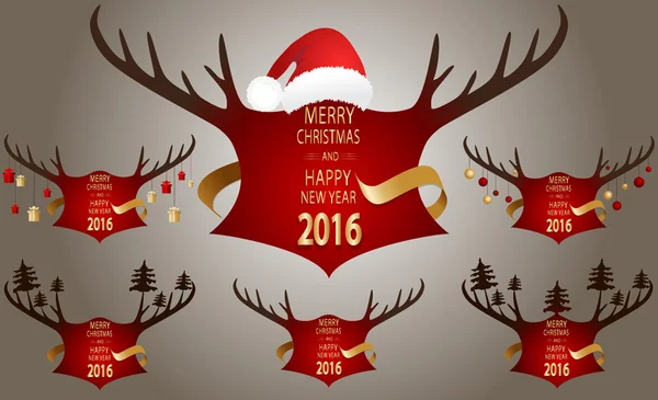 Kırmızı boynuzları ile yılbaşı banner.