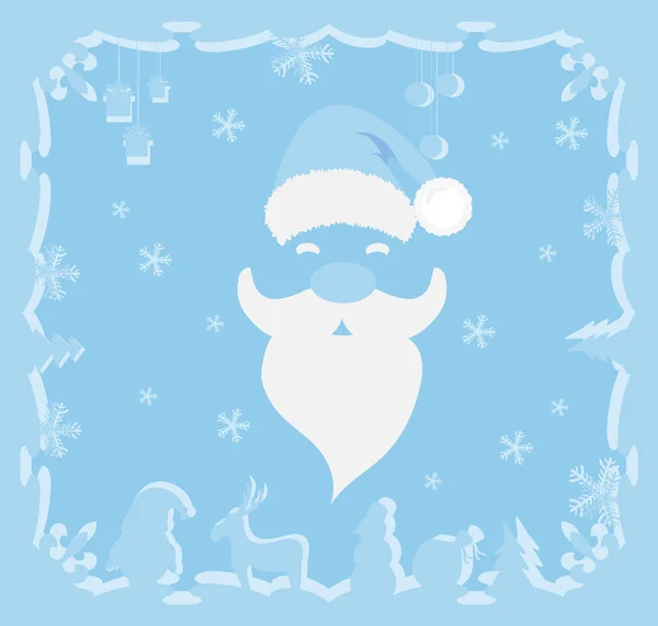 Santa Claus on a blue background. — Stock Vector