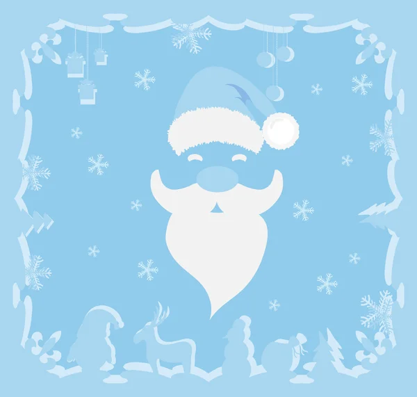 Père Noël sur fond bleu . Illustration De Stock
