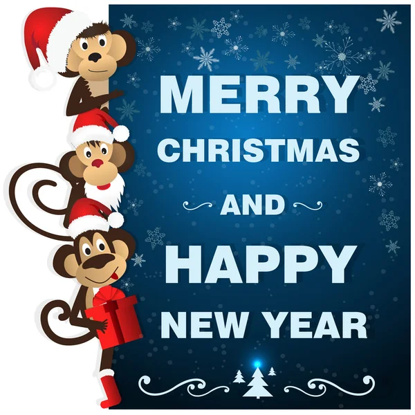 Maymun kar taneleri ile mavi bir arka plan üzerinde. Mon yılı