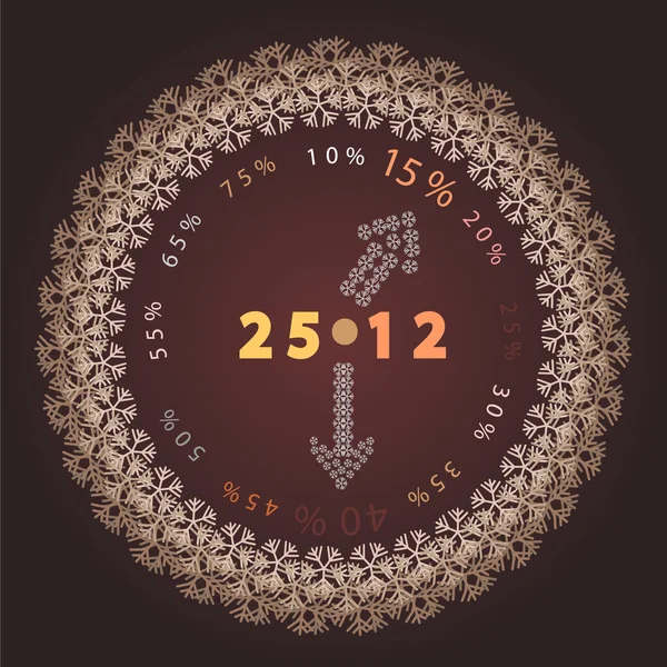 Yeni yıl yuvarlak kahverengi zemin satışa amblemi.