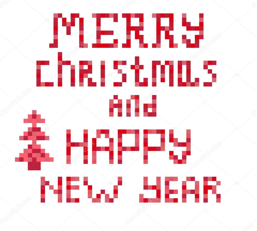 Christmas red mosaic text is written.