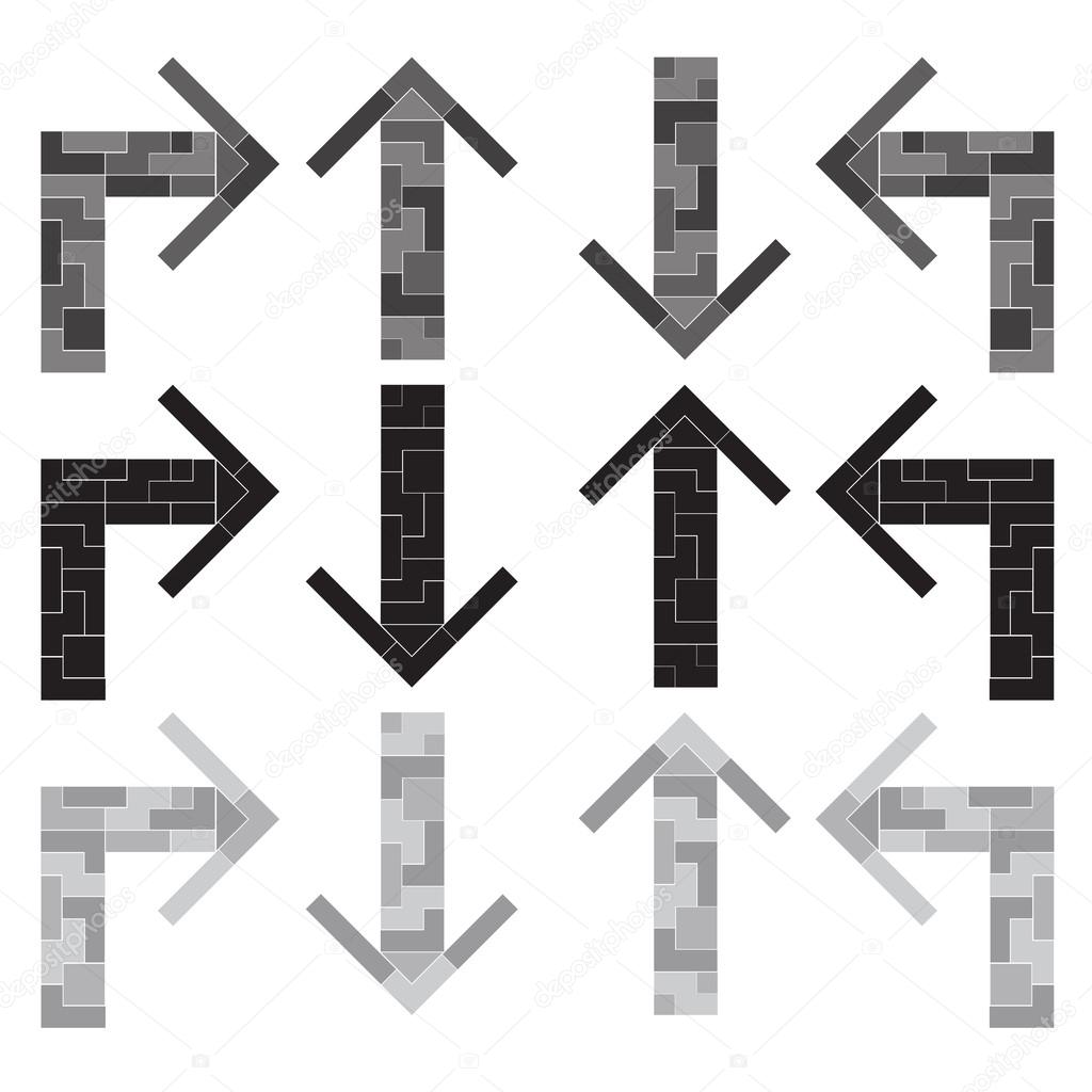 Set gray and black arrows Tetris.