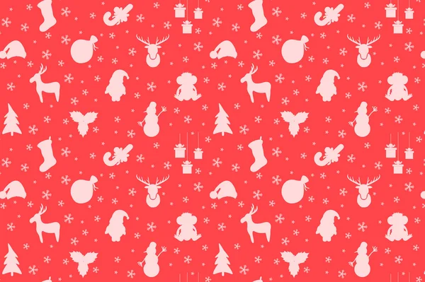 Modèle de Noël rouge avec Père Noël, arbre de Noël, bonhomme de neige, snowf Graphismes Vectoriels