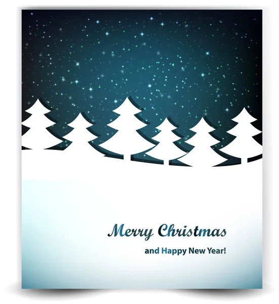 Gece gökyüzü ve ağaçlar Noel arka plan.