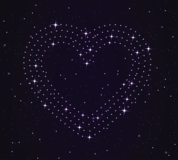 Heart of the stars in the night sky. — Stock Vector