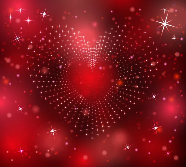 Серце зірок на червоному тлі  . — стоковий вектор