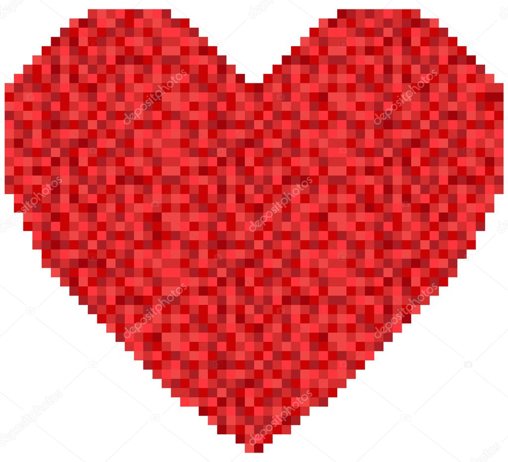 Big red heart made of squares.