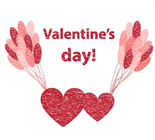 İki kalp balonlar üzerinde uçan.