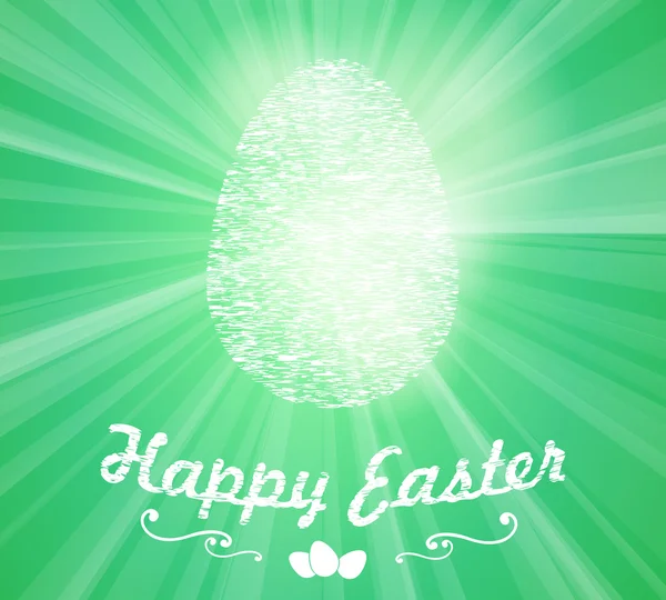 Işınları yeşil zemin üzerine beyaz Paskalya yortusu yumurta.