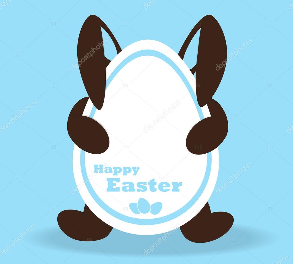 Chocolate Easter Bunny on a blue background.