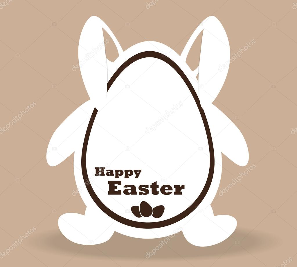 White Easter Bunny on a brown background.