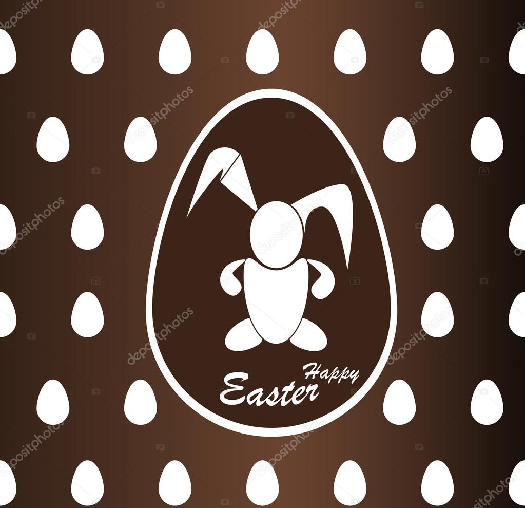 Chocolate Easter background with Bunny and egg.