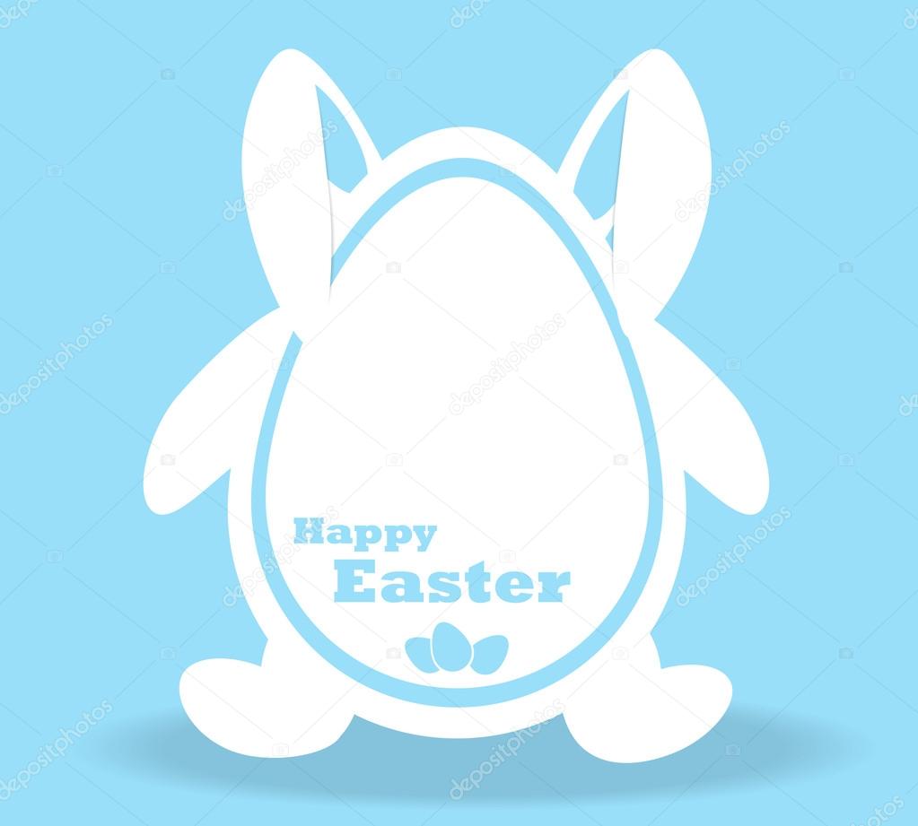 White Easter Bunny on a blue background.