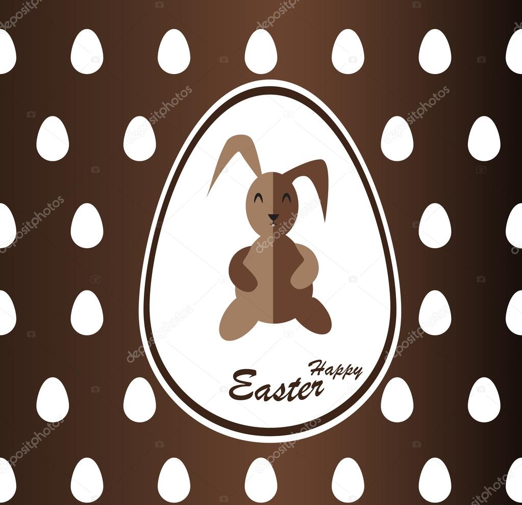 Chocolate Easter background with label Bunny and the egg.