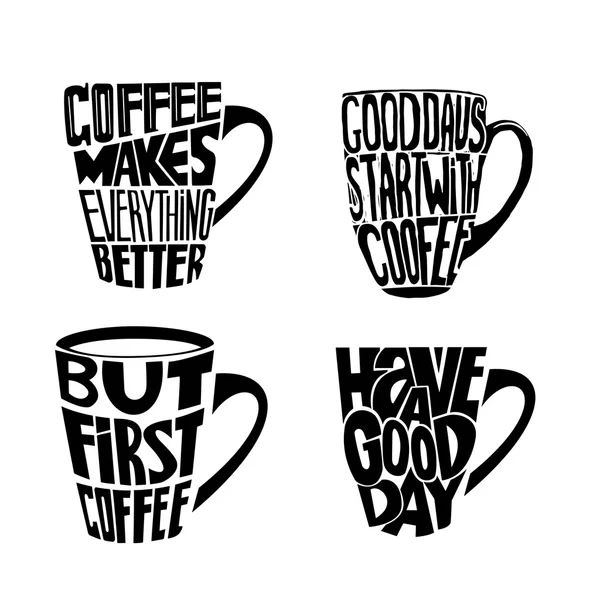 Coffret café dessiné à la main inspirant et encourageant . — Image vectorielle