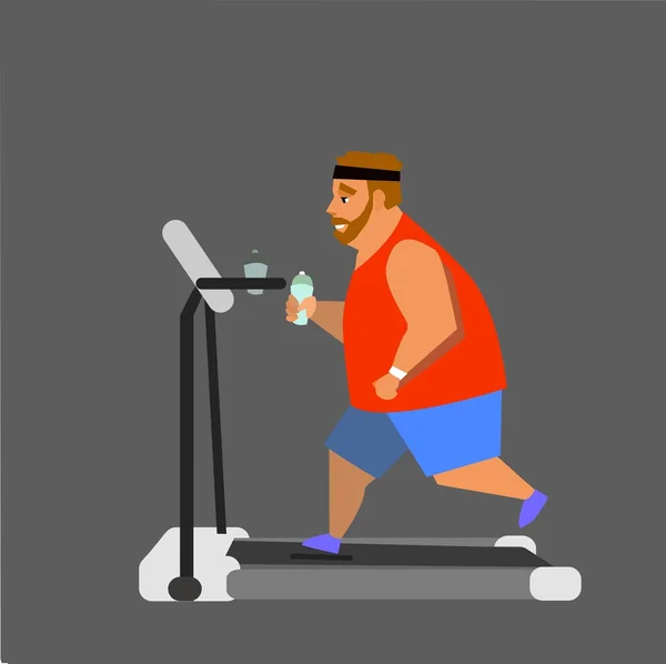 Hombre corriendo en la cinta de correr. ilustración vectorial — Vector de stock