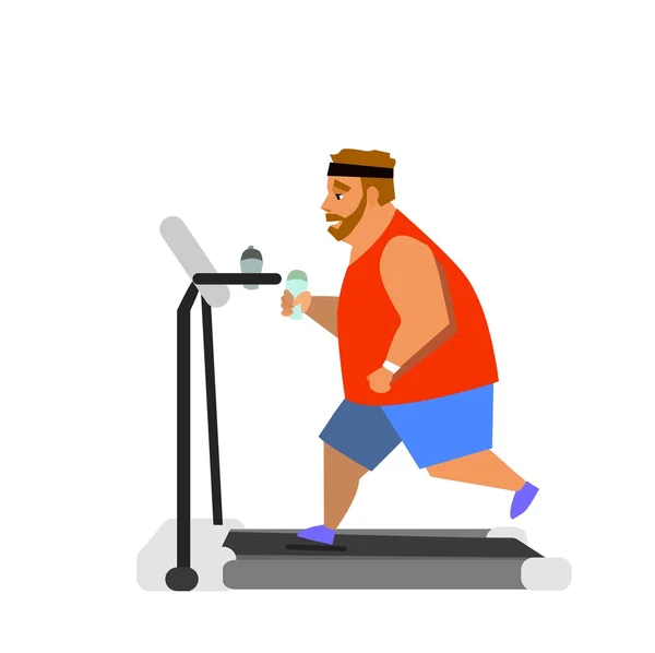 Hombre corriendo en la cinta de correr. ilustración vectorial — Vector de stock