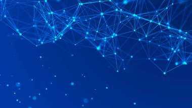 Uzayda çizgi ve noktaların dağılımı. Veri ağı bağlantısının dijital arkaplanı. Üç Boyut .